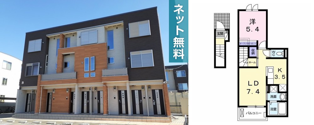 マリオ北島 B 202の外観と間取り図