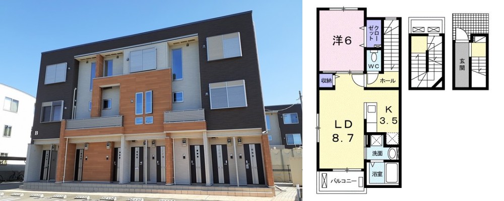 マリオ北島 B 303の外観と間取り図