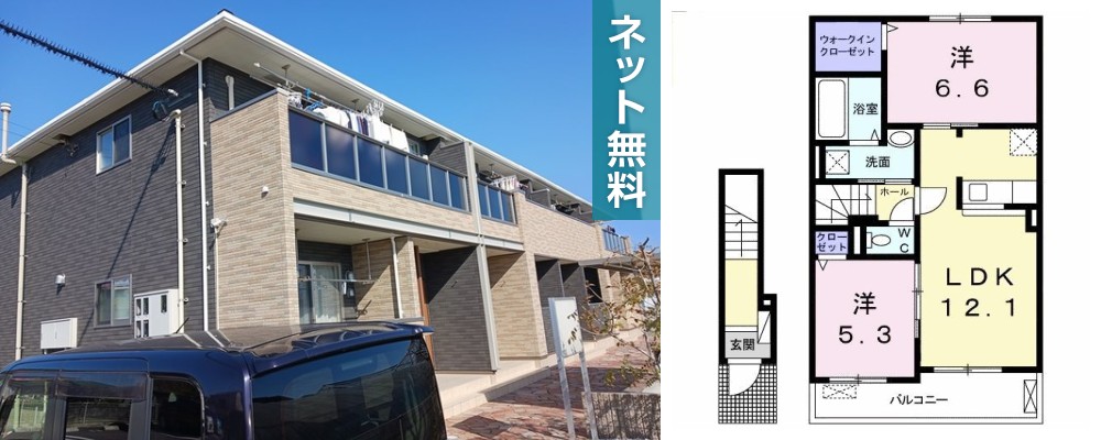 エスポワール・藍 202の外観と間取り図