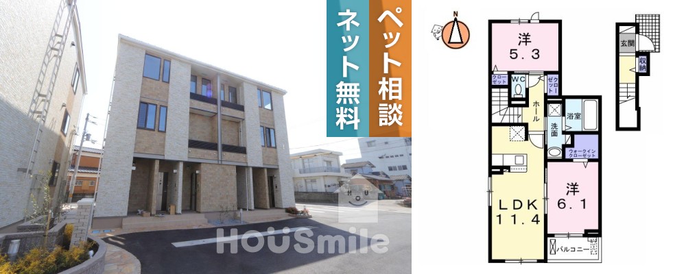 ウィステリア 中吉野 I 202の外観と間取り図