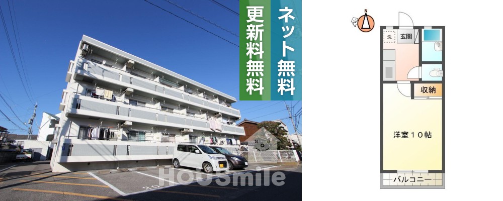 蔵本元町 マンション 1K 28の外観と間取り図