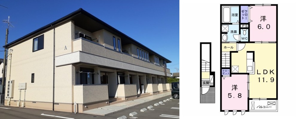 メゾン・ド・ATU A 203の外観と間取り図