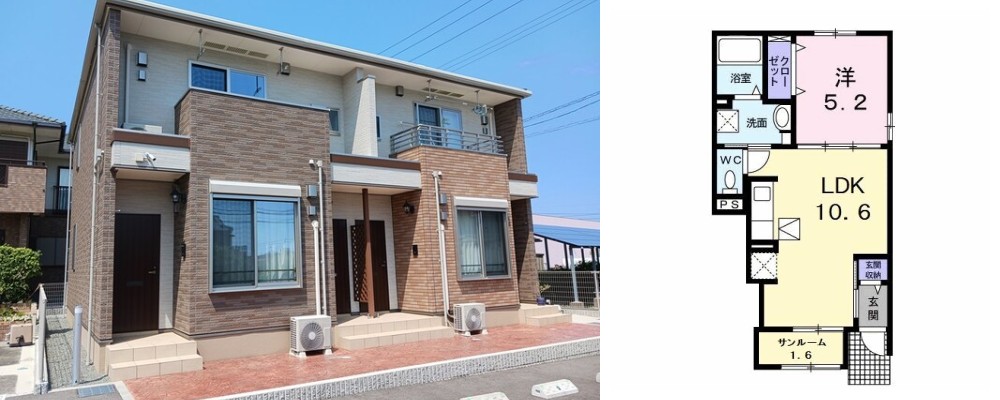 ルシェルブルー 102の外観と間取り図