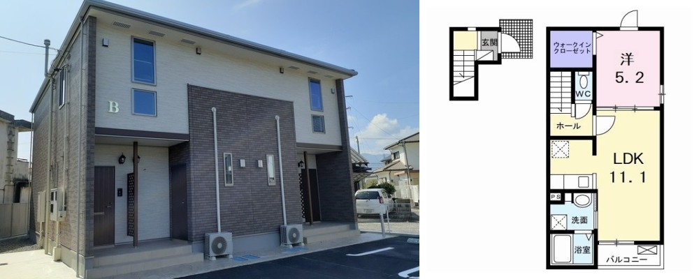 フォンテーヌ 小松島B 201の外観と間取り図