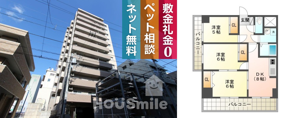 仲之町 マンション 3DK 501の外観と間取り図