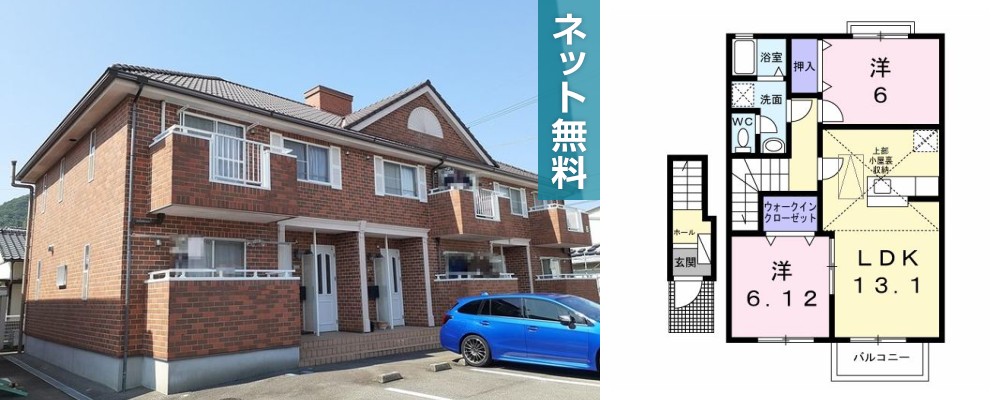 ヴィラ・ファミールB 202の外観と間取り図