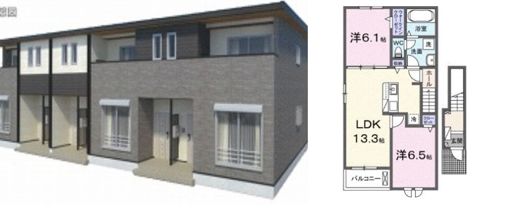 グランシャリオ1 201の外観と間取り図