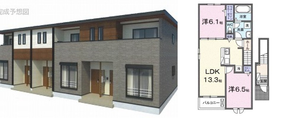 グランシャリオ2 201の外観と間取り図