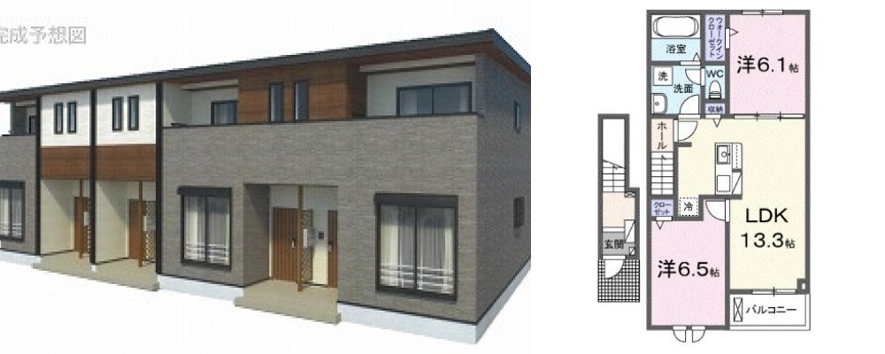 グランシャリオ2 202の外観と間取り図