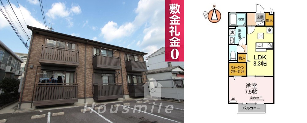ディアコート壱番館 102の外観と間取り図