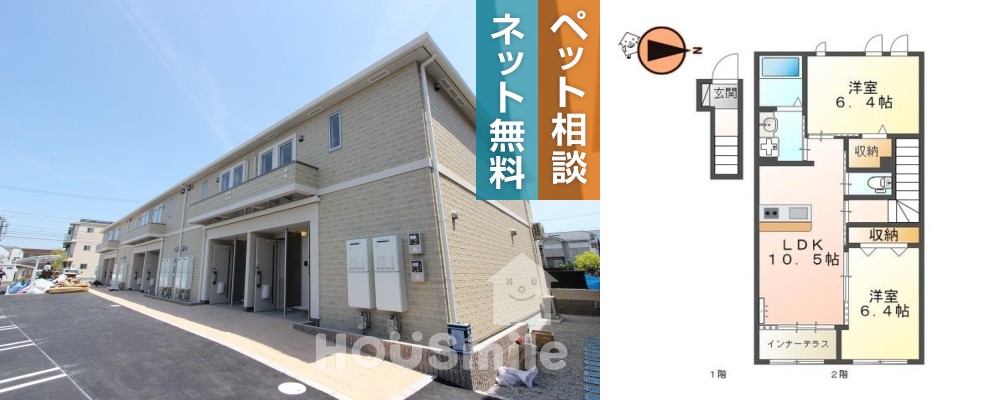 ルナキャット 202の外観と間取り図