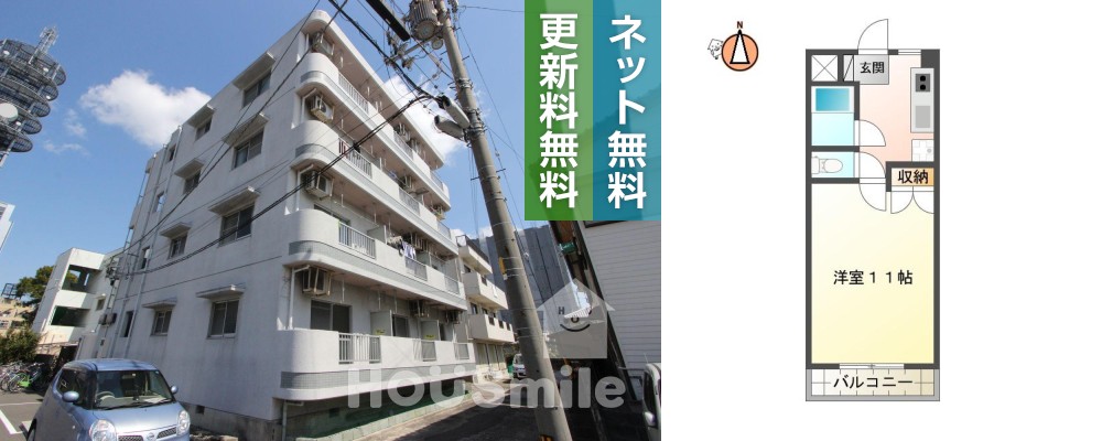 中常三島町 マンション 1K 101の外観と間取り図