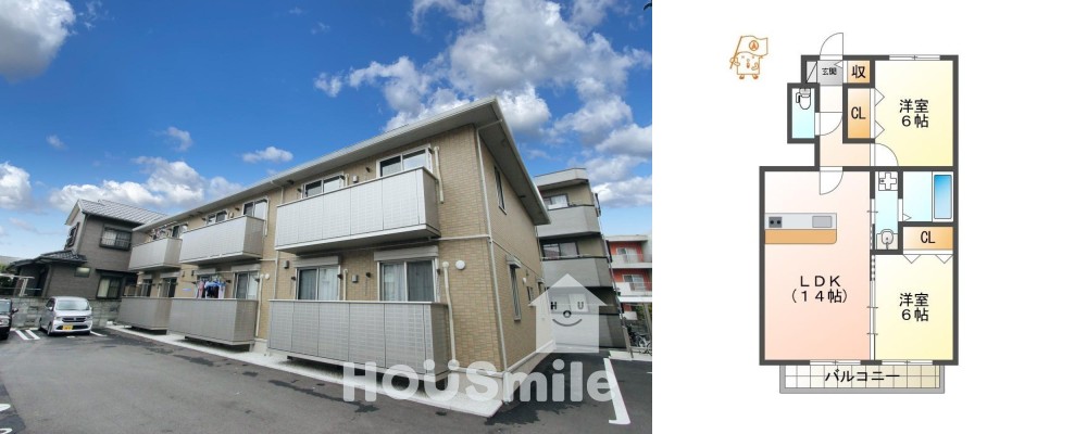 住吉 アパート 2LDK 103の外観と間取り図