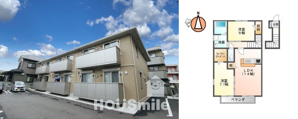 住吉 アパート 2LDK 203の外観と間取り図