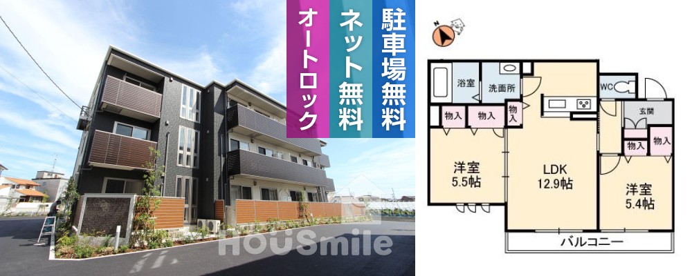 ベレオ中島田 103の外観と間取り図