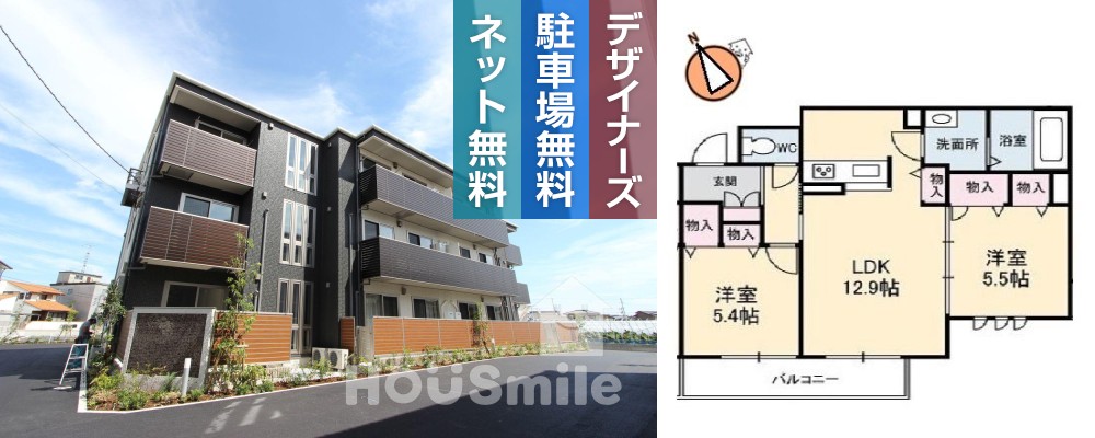 ベレオ中島田 302の外観と間取り図
