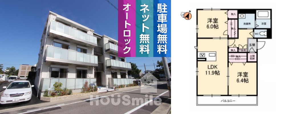 ベレオ新蔵 101の外観と間取り図