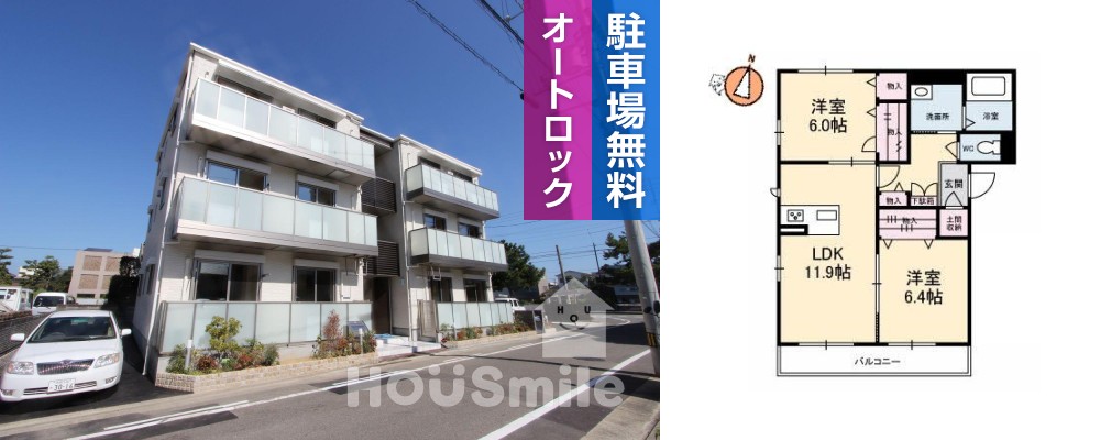 ベレオ新蔵 201の外観と間取り図