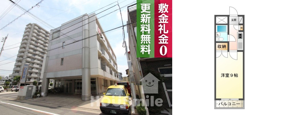 中昭和町 マンション 1K 308の外観と間取り図