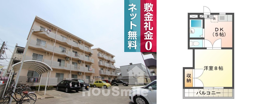 住吉 マンション 1K 102の外観と間取り図