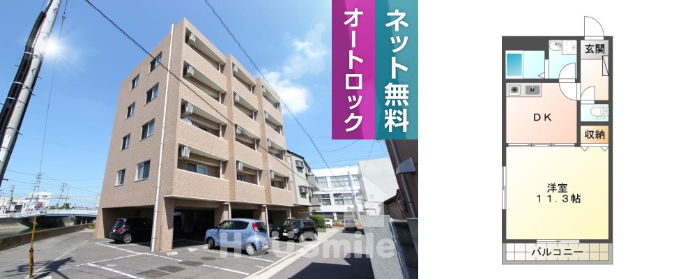 北佐古二番町 マンション 1DK 405の外観と間取り図