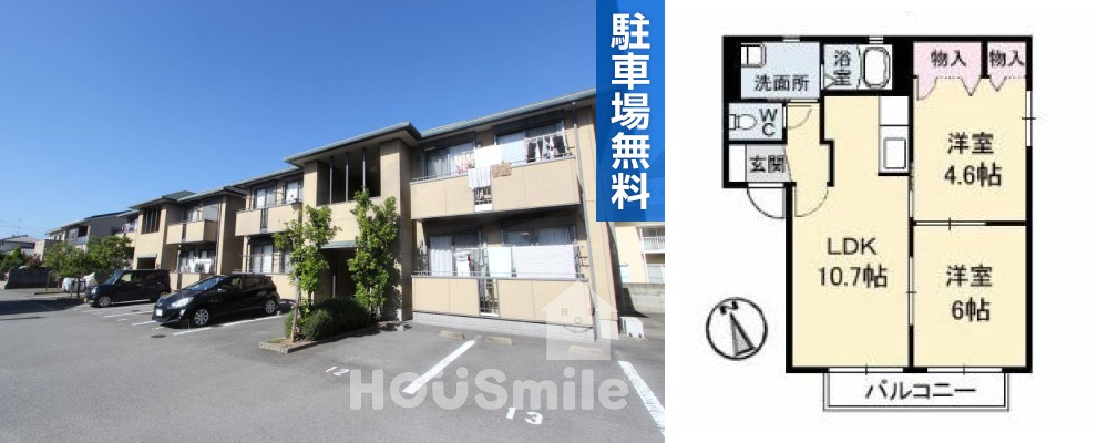 シャーメゾン沖洲 III番館 107の外観と間取り図