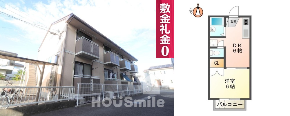 中吉野町 アパート 1DK 202の外観と間取り図