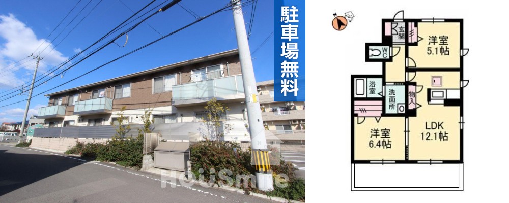 プロヌーブ中島田 103の外観と間取り図