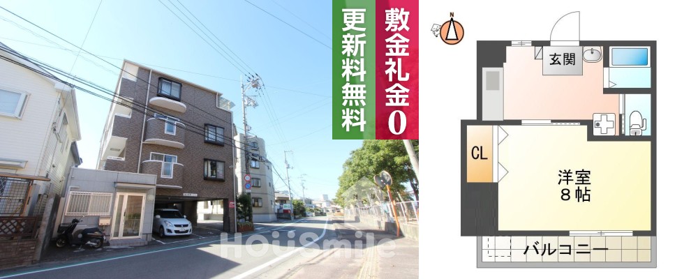 上助任町 マンション 1DK 402の外観と間取り図