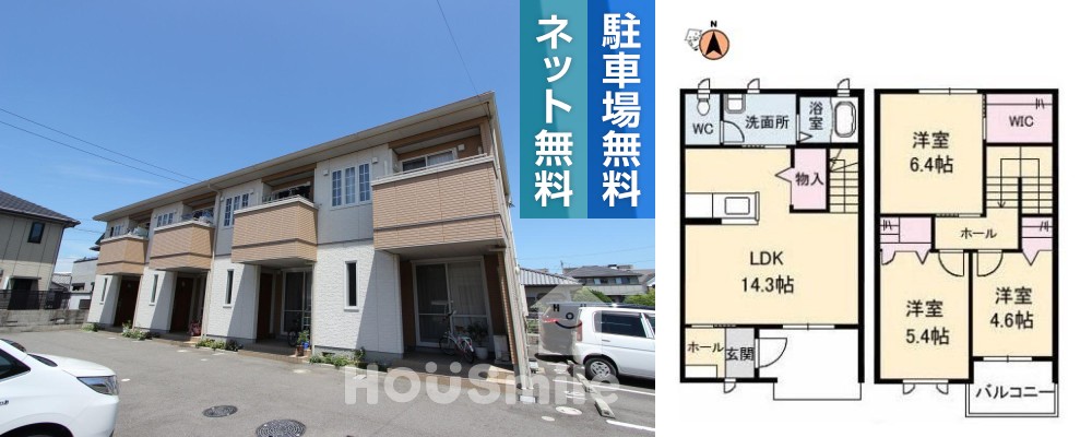 クラヴィエ北田宮B 107の外観と間取り図
