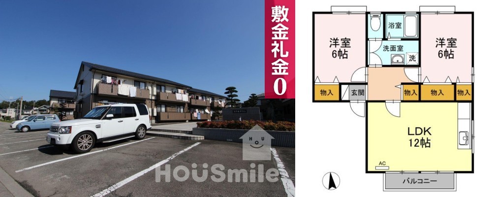 コスモタウンF棟 203の外観と間取り図