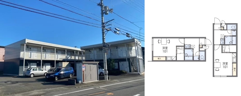 レオパレスとちの木 106の外観と間取り図