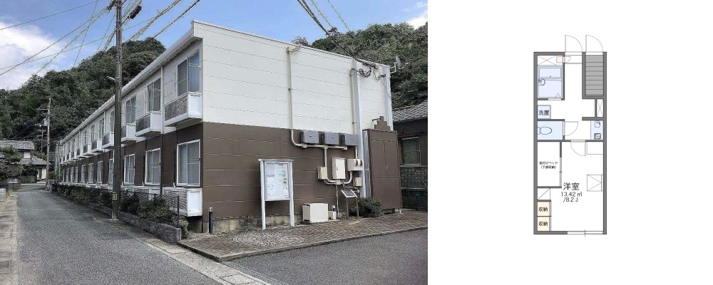 レオパレスMerveille 105の外観と間取り図