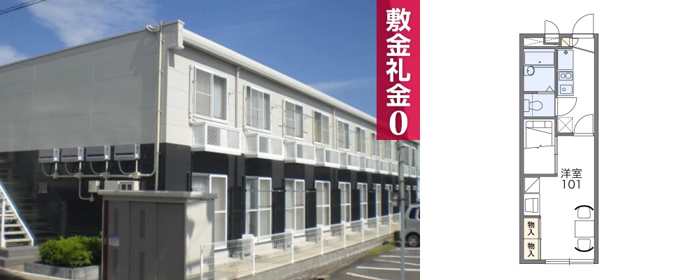 レオパレスとくしま 中前川町 110の外観と間取り図
