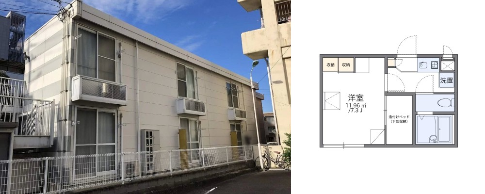 レオパレスももの花 203の外観と間取り図