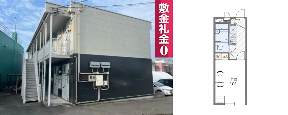 レオパレス吉野川 102の外観と間取り図