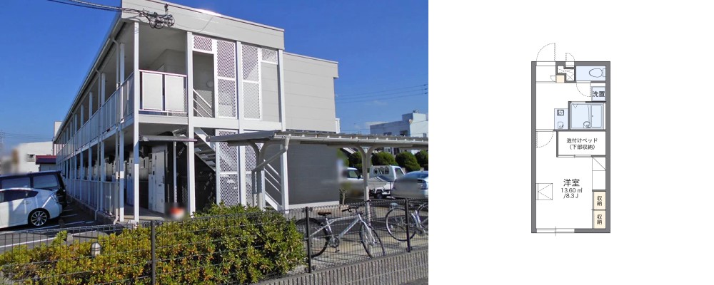 レオパレスSAITA 105の外観と間取り図