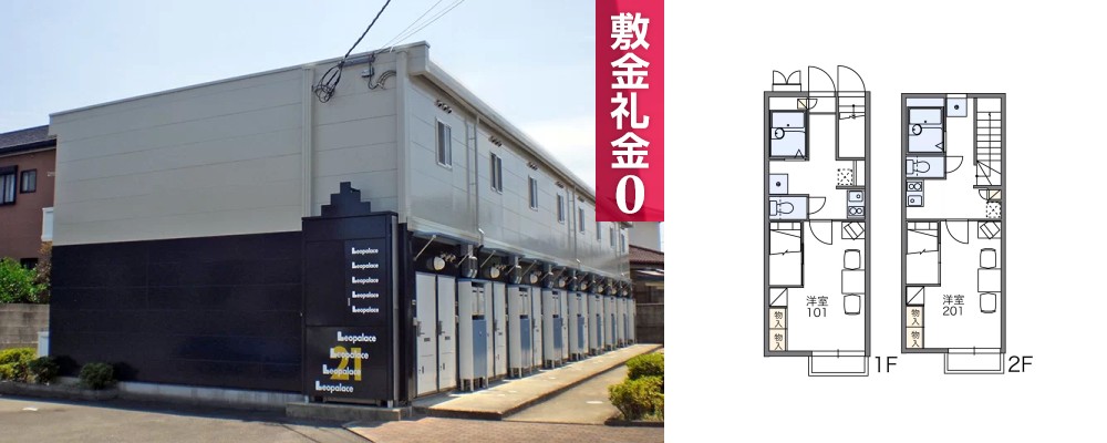 レオパレスきたじま2番館 101の外観と間取り図