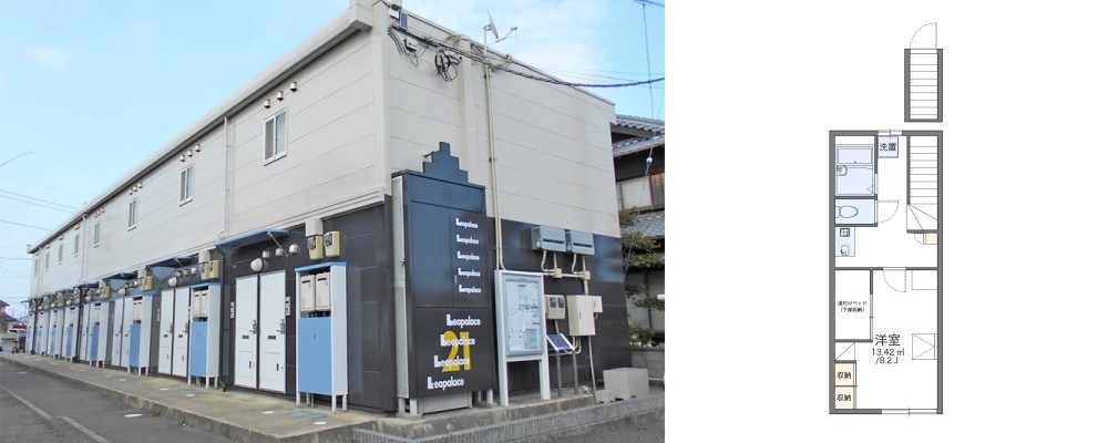 レオパレスゆめ 206の外観と間取り図