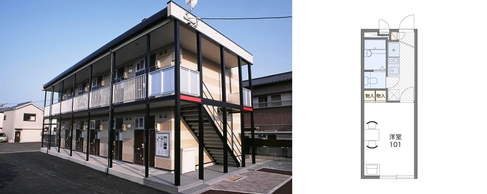 レオパレスドミール 板垣 101の外観と間取り図