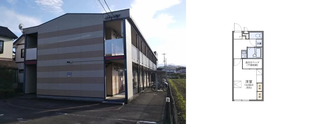 レオパレスシティー パル 101の外観と間取り図