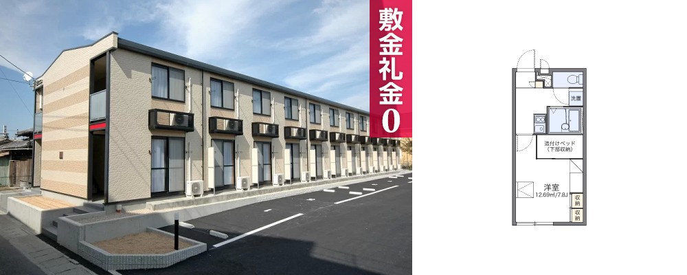 レオパレスタウンコート南矢三 104の外観と間取り図