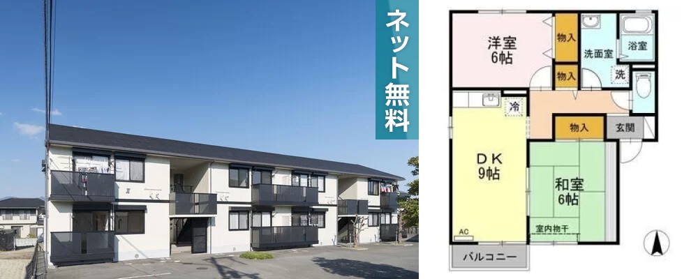クレスト諏訪II 101の外観と間取り図