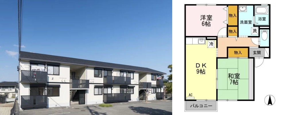 クレスト諏訪II 103の外観と間取り図
