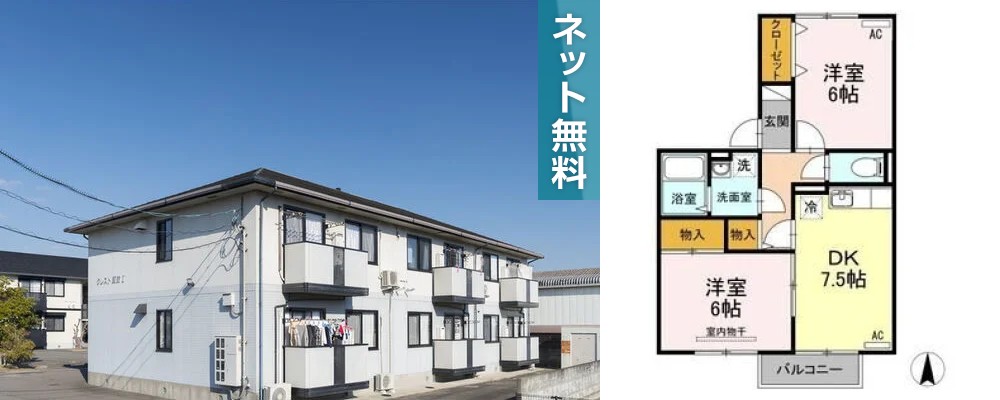 クレスト諏訪I 101の外観と間取り図