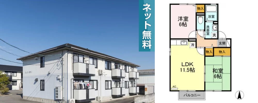 クレスト諏訪I 103の外観と間取り図