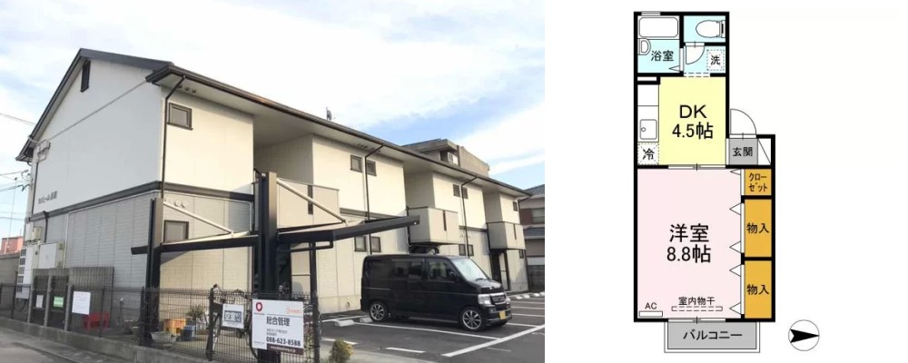 セジュール長尾 102の外観と間取り図