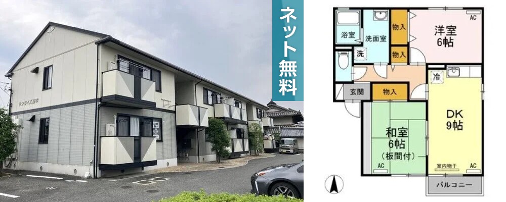 サンライズ蔵本 105の外観と間取り図