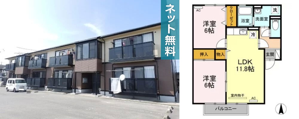 ファミール千鳥ヶ浜 101の外観と間取り図