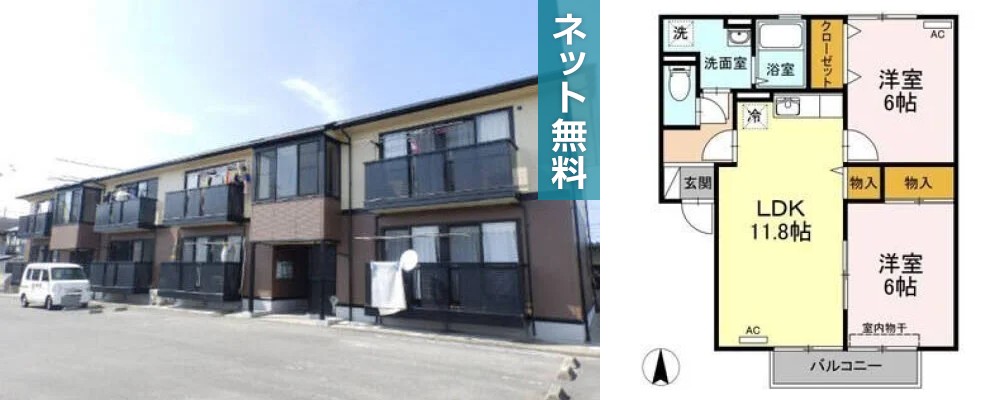 ファミール千鳥ヶ浜 102の外観と間取り図